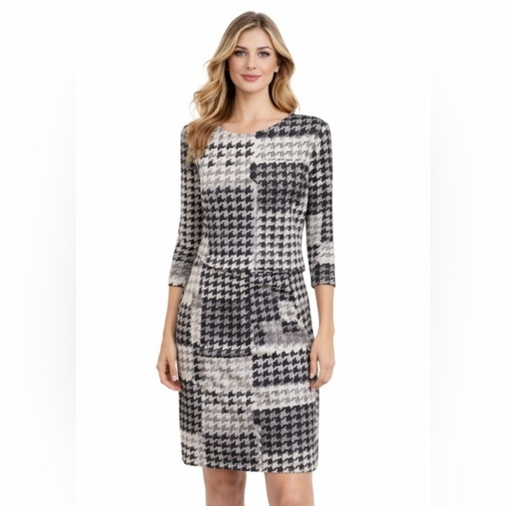 Venus Women's Black & White Geometric Print Dress Size L
